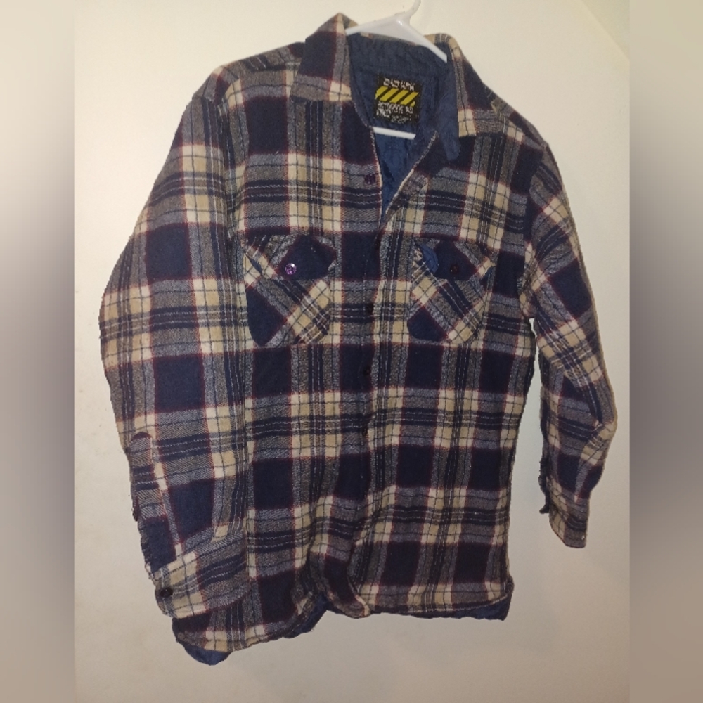 Big Rock Canyon flannel plaid lined shirt jacket men's M (100724B)